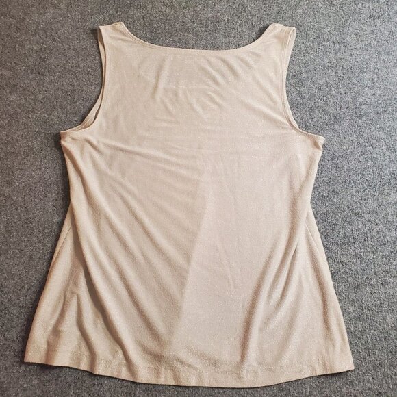 Charter Club Womens XL Extra Large Beige Scoop Neck Tank Top Sleeveless Metallic - Picture 6 of 10